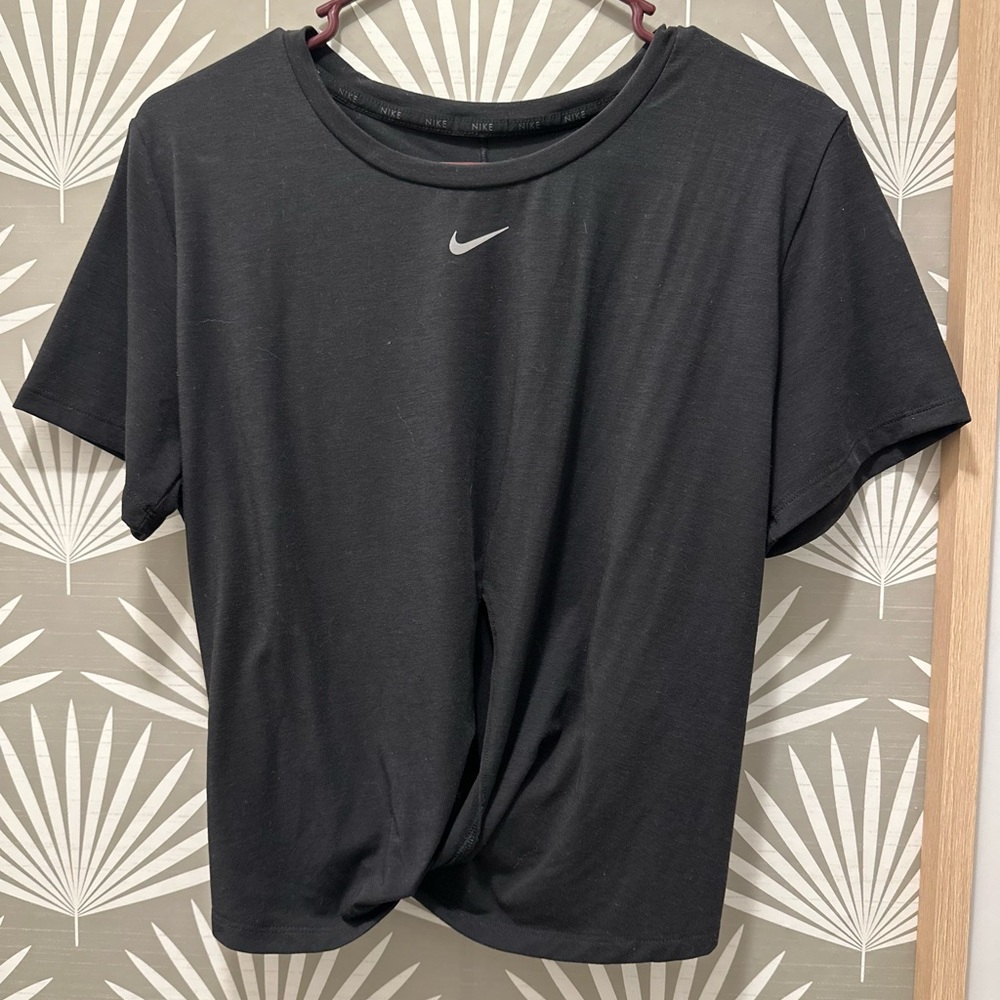 Black Nike Dri-Fit twisted cropped tee. Size large. NWOT